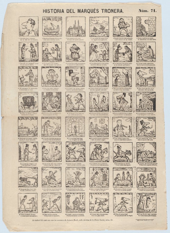 Broadside with 48 scenes relating to Marqués Tronera MET DP875796