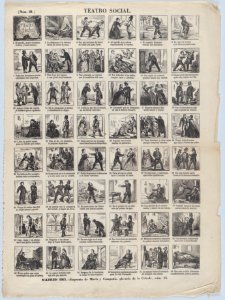 Broadside with 48 scenes depicting moments and conditions relating to the theatre of life MET DP875646