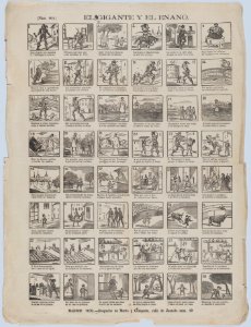 Broadside with 48 scenes relating to the giant and the dwarf MET DP875650