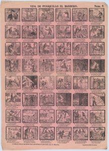 Broadside with 48 scenes from the life of Periquillo the Barber MET DP875615