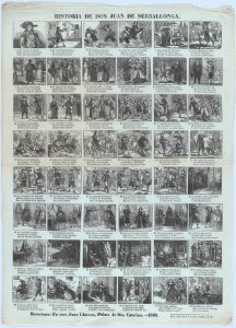 Broadside with 48 scenes relating the tale of Don Juan de Serrallonga MET DP875594