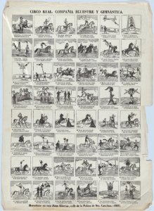 Broadside with 48 scenes depicting the equestrian and gymnastic moves of the royal circus MET DP875729