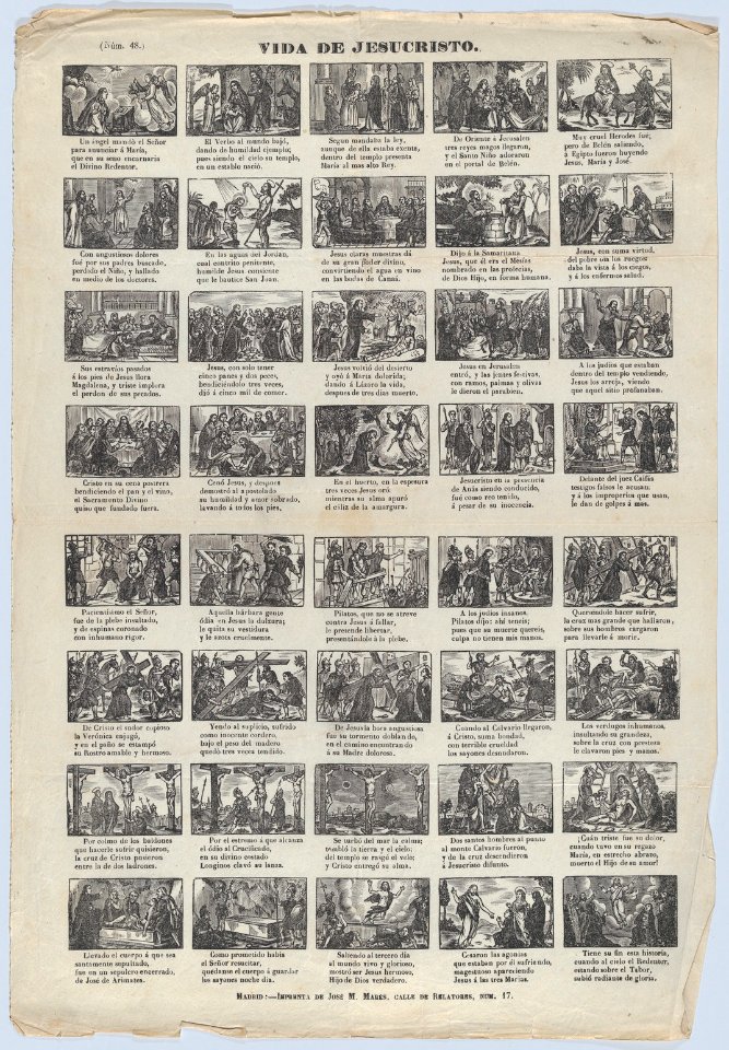 Broadside with 48 scenes illustrating the life of Christ MET DP875620