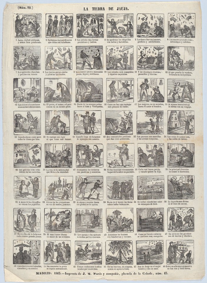 Broadside with 48 scenes depicting the land of Jauja MET DP875644