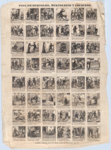 Broadside with 48 scenes from the lives of Bertoldo, Bertoldino and Cacaseno MET DP875628