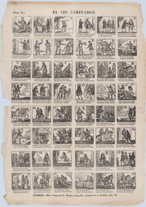 Broadside with 48 scenes depicting the adventures of the warrior El Cid Campeador MET DP875658