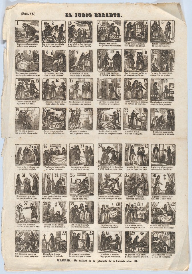 Broadside with 48 scenes relating to the errant Jew MET DP875617