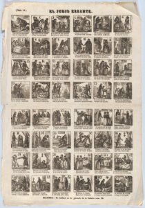 Broadside with 48 scenes relating to the errant Jew MET DP875617