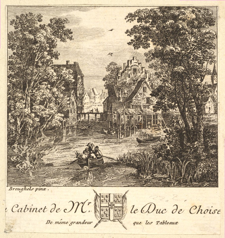 Boat on a River near a Town after a painting in the cabinet of the Duc de Choiseul MET DP825765