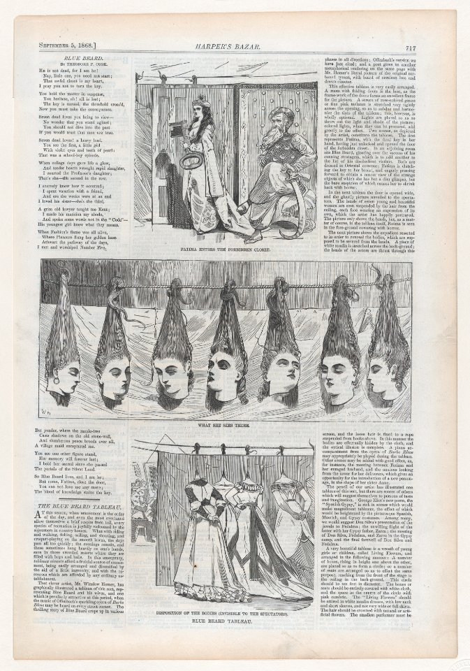 Blue Beard Tableau- Fatima Enters the Forbidden Court; What She Sees There; Disposition of the Bodies (Invisible to the Spectators) (Harper's Bazar, Vol. I) MET DP875299