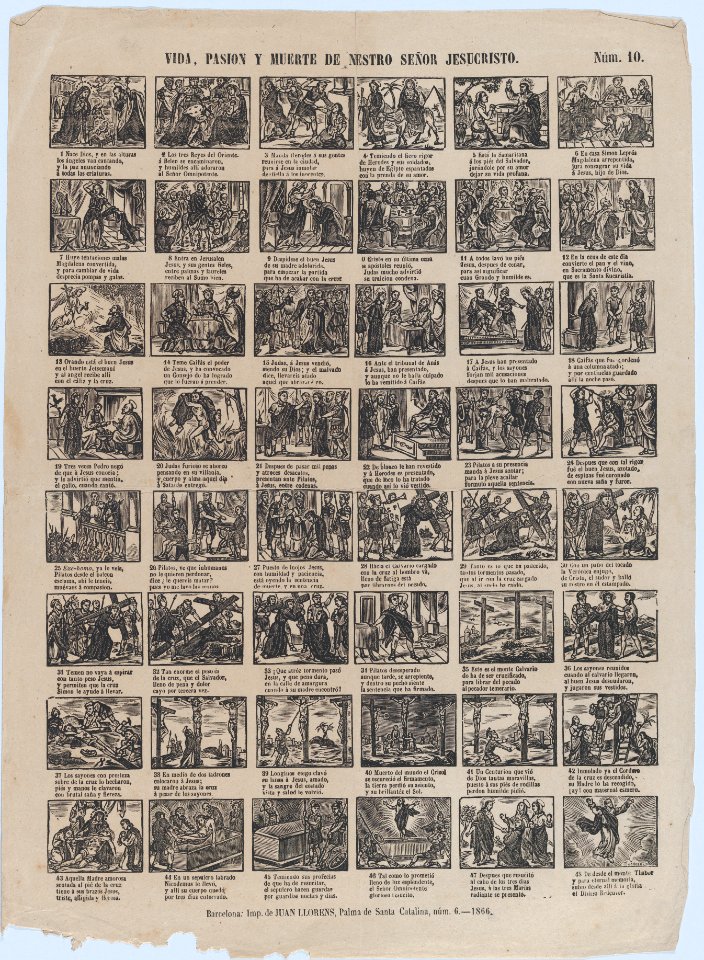 Broadside with 48 scenes of the life of Jesus Christ MET DP875593