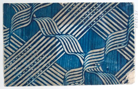 Blue paste paper with stripe and ribbon pattern Met DP887040