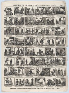 Broadside with 48 scenes relating to the life and cunning of the peasant Bertoldo MET DP875732