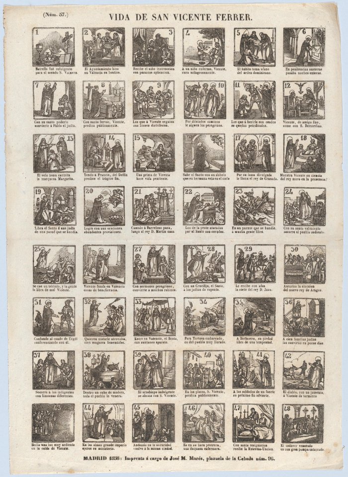 Broadside with 48 scenes relating to the life of St Vincent Ferrer MET DP875641