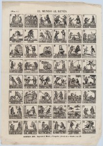 Broadside with 48 scenes relating to the world upside down MET DP875656