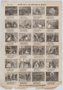 Broadside with 48 scenes relating to zarzuela(?) 'los infiernos de Madrid' MET DP875651