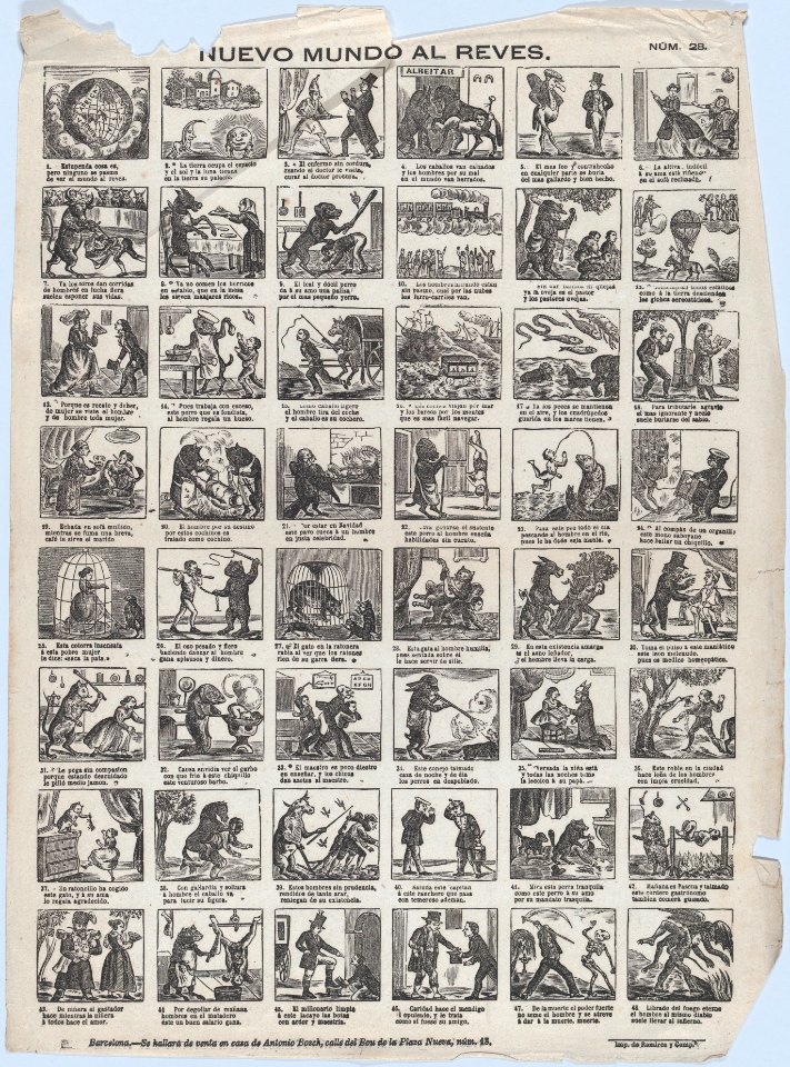 Broadside with 48 scenes relating to the world upside down MET DP875586