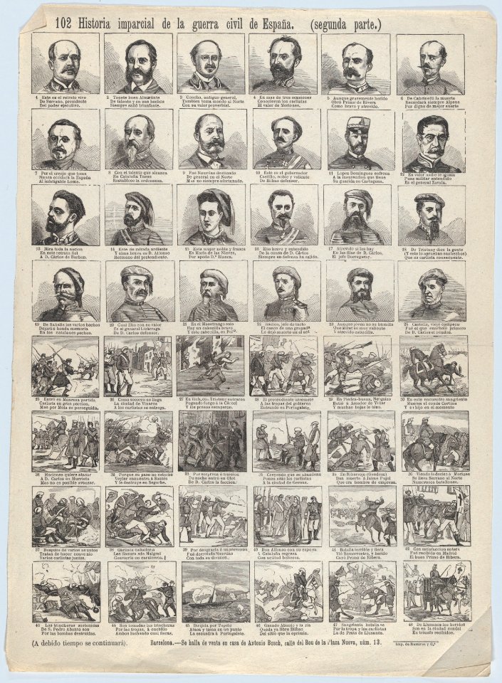 Broadside with 48 scenes telling the 'impartial' story of the civil war in Spain (Part 2) MET DP875791