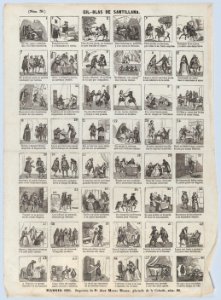 Broadside with 48 scenes showing the adventures of Gil-Blas de Santillana MET DP875636