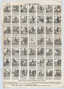Broadside with 48 scenes for a game of recreational lottery MET DP875637