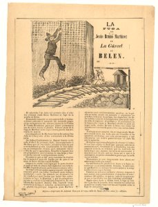 Broadsheet relating to the escape of Jesús Bruno Martínez from Belen prison, a description in the bottom section MET DP869190