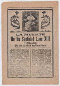 Broadsheet relating to the death of Pope León XIII, he is shown in his study flanked by angels MET DP868515