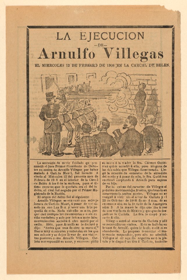 Broadsheet relating to the execution of Arnulfo Villegas MET DP868031