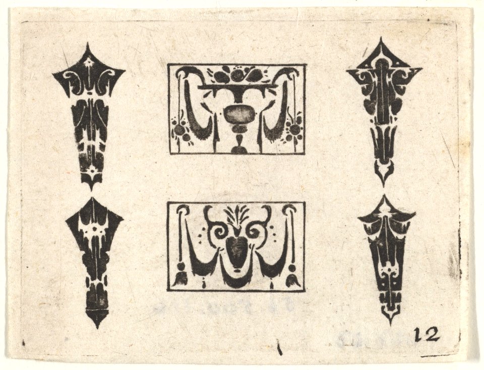 Blackwork Print with Two Horizontal Panels and Four Bezels MET DP827198