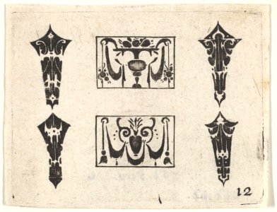 Blackwork Print with Two Horizontal Panels and Four Bezels MET DP827198