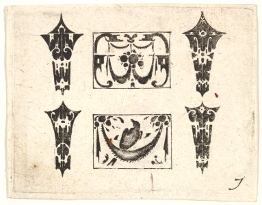 Blackwork Print with Two Horizontal Panels and Four Bezels MET DP827193