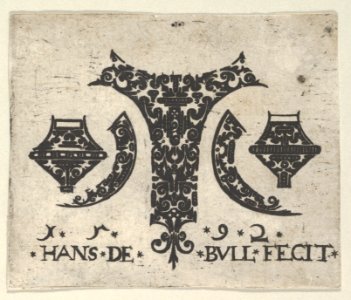 Blackwork Print with Design for a Ring Shoulder and Bezel Flanked by Pairs of Fillets MET DP837246
