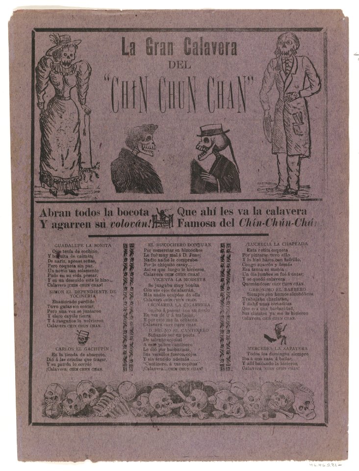 Broadsheet relating to the great calavera of the Chin-Chun-Chan, a zarzuela (traditional form of musical comedy) MET DP869170