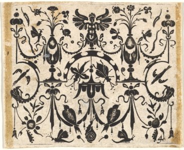 Blackwork Print with a Symmetric Grotesque Pattern MET DP827190