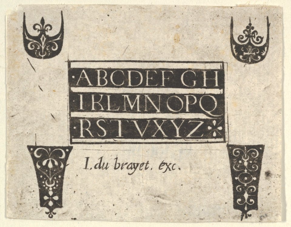 Blackwork Design with Alphabet and Four Jewelry Design Motifs MET DP837161