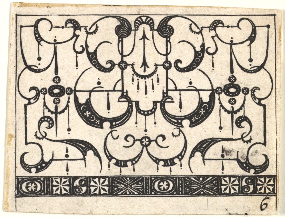 Blackwork Print with an All-Over Schweifwerk Pattern MET DP827192