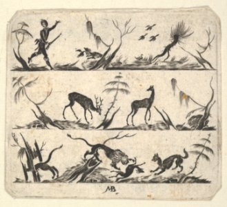Blackwork Design for Goldsmithwork with a Hunter and Animals MET DP837096