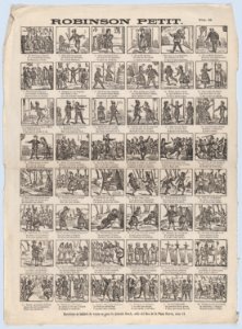 Broadside with 48 scenes depicting the story of Little Robinson MET DP875611