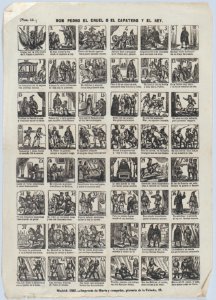 Broadside with 48 scenes depicting the story of Don Pedro the Cruel, or, the Shoemaker and the king MET DP875642