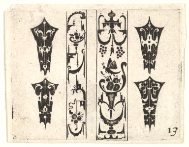 Blackwork Print with Two Vertical Panels and Four Bezels MET DP827199