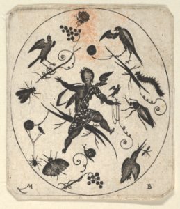 Blackwork Design for Goldsmithwork with a Putto, Birds and Insects MET DP837094