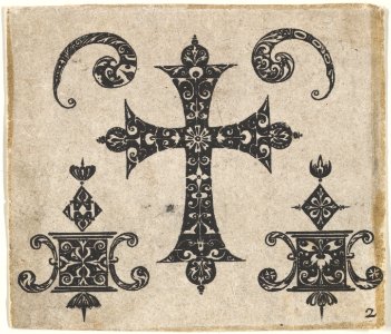 Blackwork Print with a Latin Cross and Small Motifs MET DP827188
