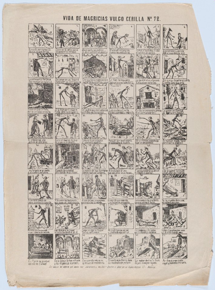 Broadside with 48 scenes depicting the life of Mr Thin MET DP875610