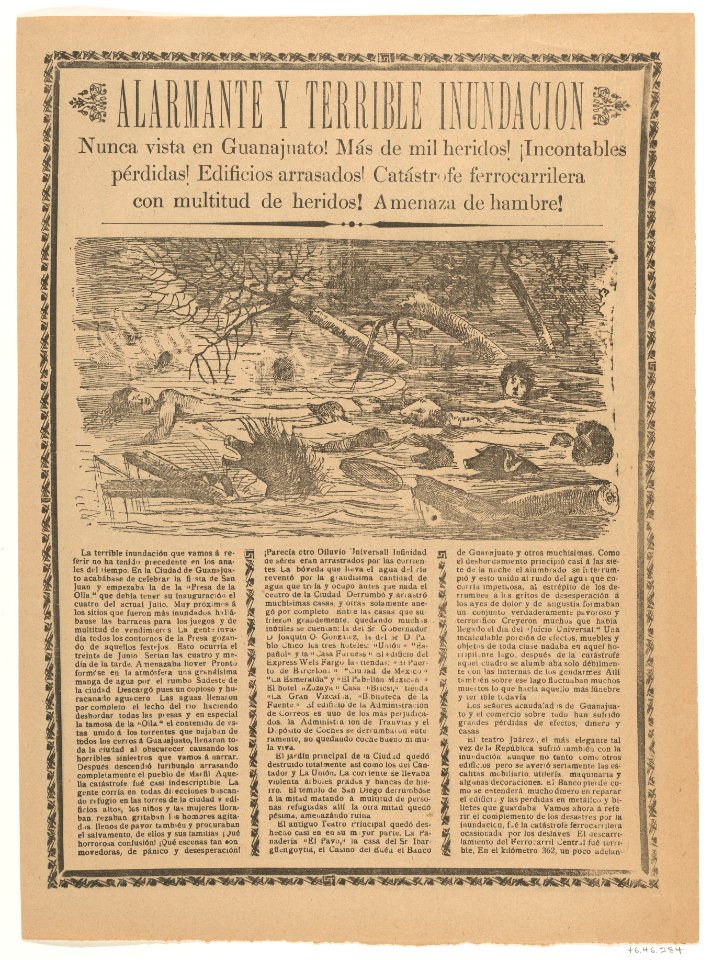 Broadsheet relating to the terrible flood in Guanajuato in 1905 MET DP867961