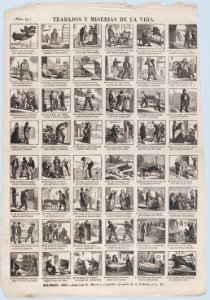 Broadside with 48 scenes depicting the trials and tribulations of life MET DP875639