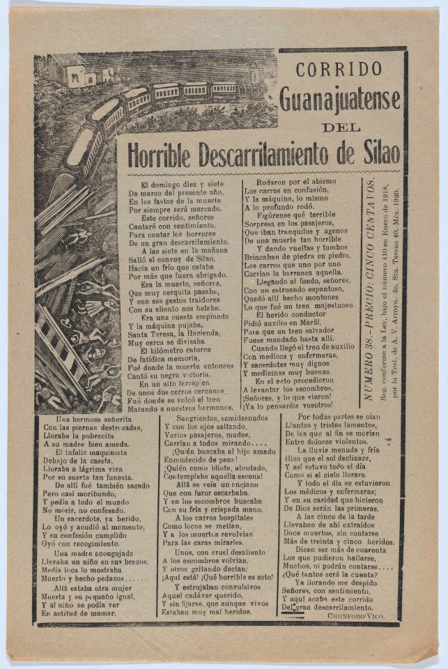 Broadsheet relating to a train accident in Guanajuatense and the many fatalities MET DP874528