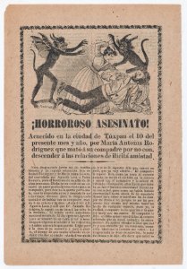 Broadsheet relating to the execution of Florencio Morales and Bernardo Mora who assassinated ex-President Barillas of Guatemala, a description in the bottom section MET DP868006