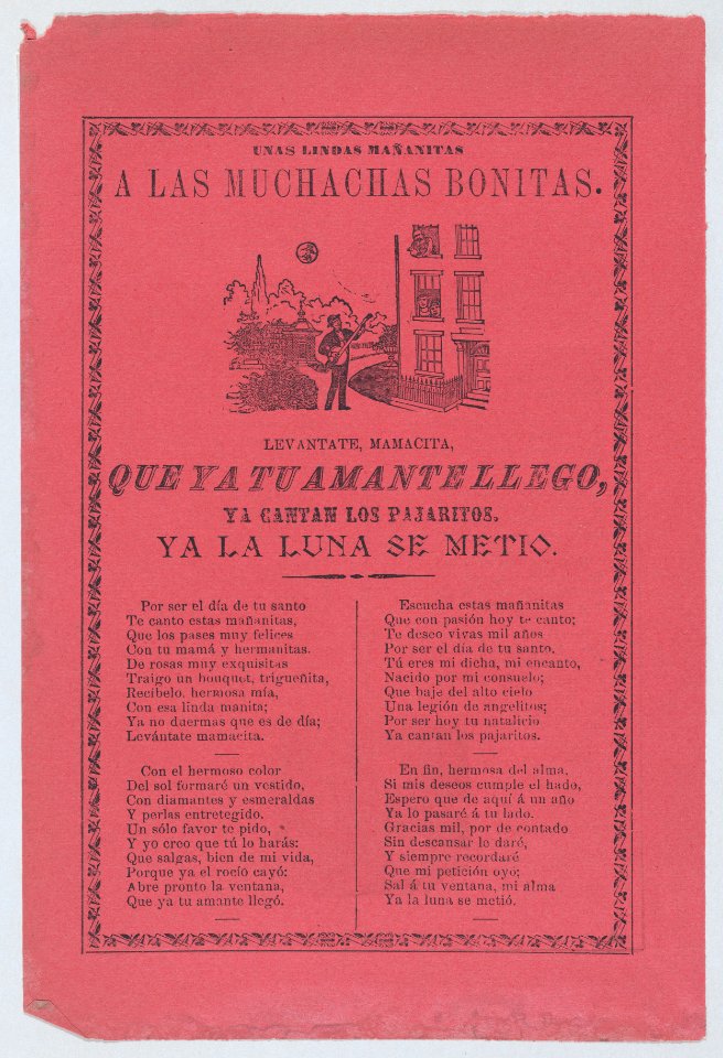 Broadsheet with a ballad about a man who stands outside his lover's window and sings to her MET DP868500