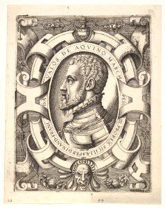 Bust portrait of Ferdinando Francesco de Avalos, marquis of Pescara, in an oval ornamented frame MET DP832620