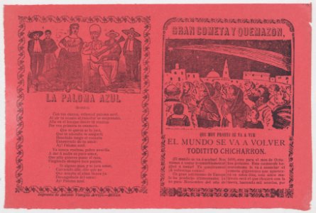 Broadsheet relating to the apparition of a comet in Mexico in November 1899, and the words to a song 'La Paloma Azul' MET DP868005. Free illustration for personal and commercial use.