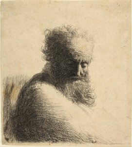 Bust of an Old Bearded Man Looking Down, Three-Quarters Right MET DP814382